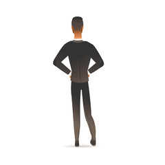 䈀愀挀欀 瘀椀攀眀 漀昀 挀愀爀琀漀漀渀 洀愀渀 椀渀 戀氀愀挀欀 猀甀椀琀 猀琀愀渀搀椀渀最 椀渀 挀漀渀昀椀搀攀渀琀 瀀漀猀攀