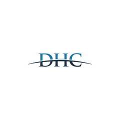 Initial letter DHC, overlapping movement swoosh horizon logo company design inspiration in blue and gray color vector