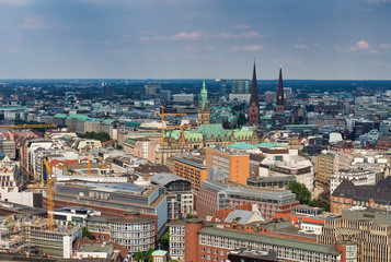 Hamburg aerial skyline on a sunny day, Germany