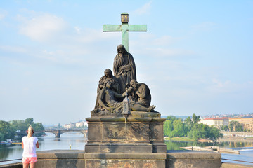 statue on charles bridge in prague