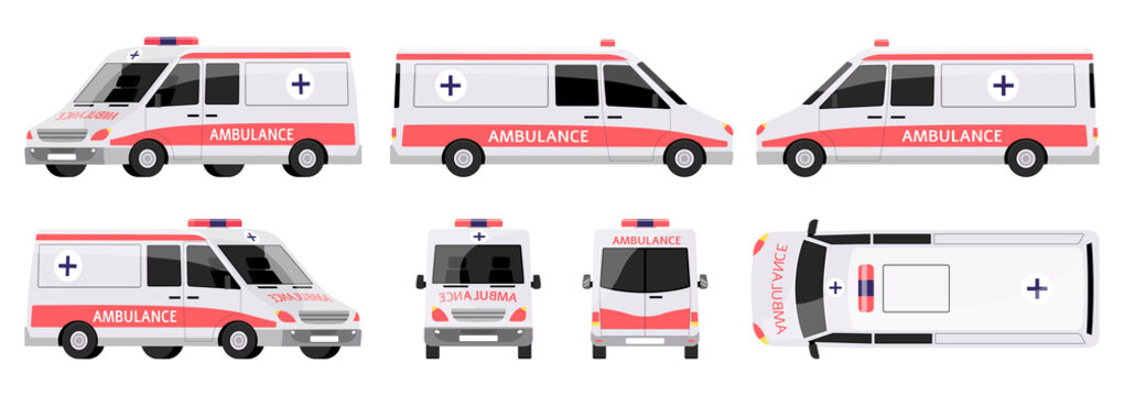 Ambulance car an emergency medical service flat vector illustration isolated.