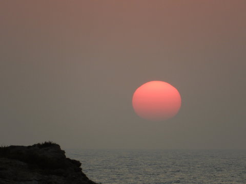 sunset over the Aegean sea, Lefkos, Karpathos island, Dodecanese, Greece