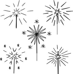  sparklers fireworks, vector illustration
