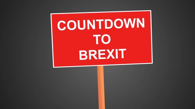 Brexit placards animated on coloured loop background. Brexit crisis concept. 4k