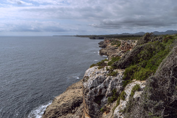 Rocks of the Balearic Islands off the shores of the Mediterranean Sea, Mallorca, Spain, Summer