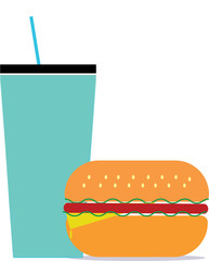 Burger and beverage icon fastfood with meat on isolate background