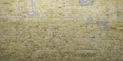 The old brick wall is yellow