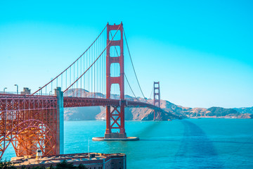 San Francisco, California / United States »; August 2019: Golden Gate of San Francisco seen from the visitor center one summer afternoon