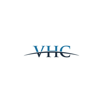 Initial letter VHC, overlapping movement swoosh horizon logo company design inspiration in blue and gray color vector