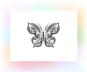 Butterfly mandala art logo vector decoration background