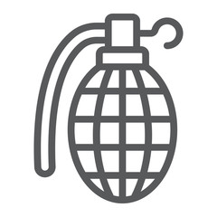 Grenade line icon, army and military, hand bomb sign, vector graphics, a linear pattern on a white background.