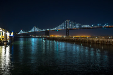 San Francisco Bay Bridge at night. California