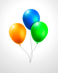 Set of Realistic Isolated Colorful Balloons on White Background