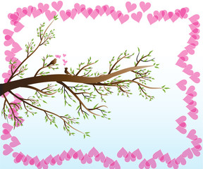Love birds on branch tree vector image background