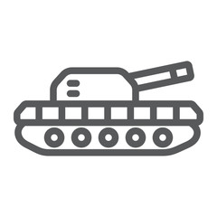 Army tank line icon, army and force, armature sign, vector graphics, a linear pattern on a white background.