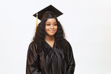 Graduation portrait, portrait of an attractive female college graduate