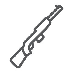 Rifle carbine line icon, army and military, firearm sign, vector graphics, a linear pattern on a white background.