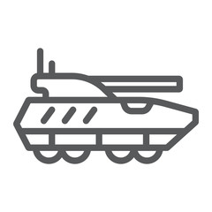 Armoured personnel carrier line icon, army and military, tank sign, vector graphics, a linear pattern on a white background.
