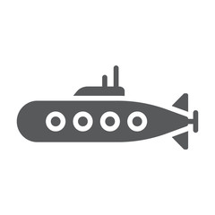 Military submarine glyph icon, marine and military, army sub sign, vector graphics, a solid pattern on a white background.