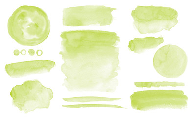 Olive green watercolor stains Set of brush strokes Invitation design - 292358154