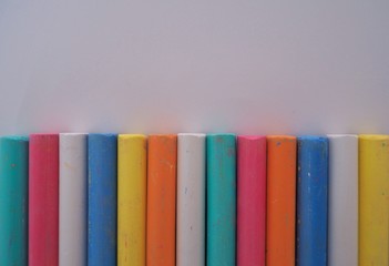 background with colorful chalk art on paper with copy space.