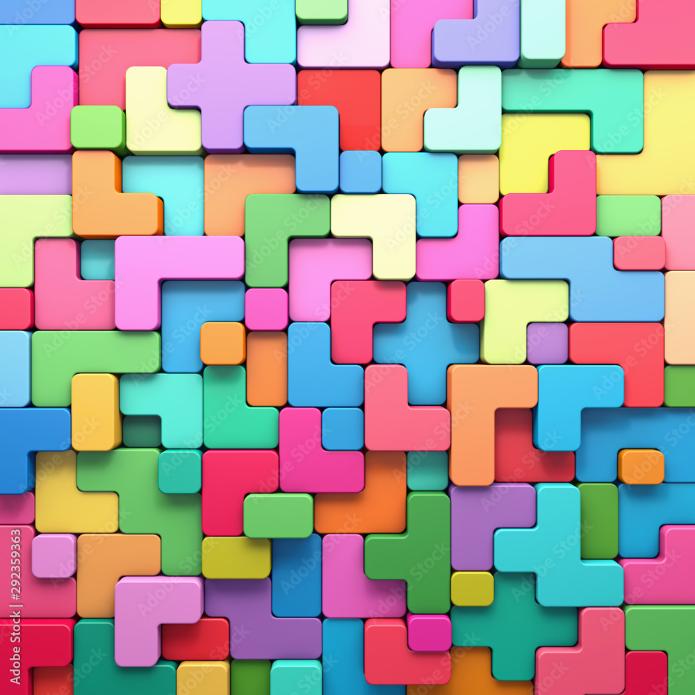 Poster 3d rendering abstract background of multi-colored rounded shapes