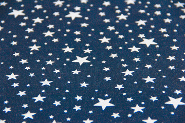blue fabric texture with white small stars a pattern