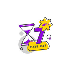 Only seven days left sticker and badge with number 7 with hourglass.