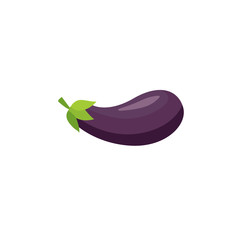 Flat cartoon aubergine isolated on white background