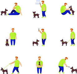 Fototapeta na wymiar Man with the dog.Vector illustration in a flat style
