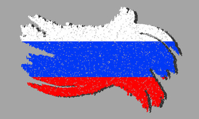 Grunge Russian flag, Russian flag with shadow on isolated background, vector illustration