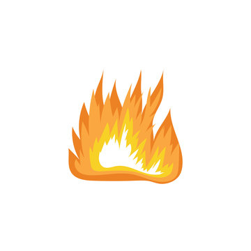 Burning blaze or fire flames sign or cartoon vector illustration isolated.