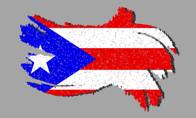 Puerto Rico grunge flag, Puerto Rico flag with shadow on isolated background, vector illustration