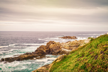 landscape of a cliff overlooking the atlantic ocean in galicia, spain