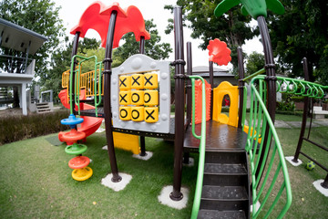 Colourful playground for inviting kids to play.