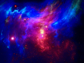 Colorful space landscape - abstract digitally generated illustration