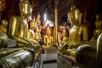 inside pindaya caves were 8500 buddha statues are