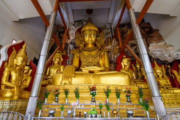 buddha statue inside burmese temple