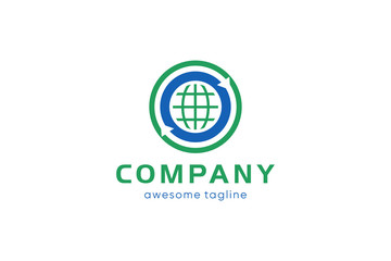 globe circle concept, globe icon, circle logo template, world vector illustration