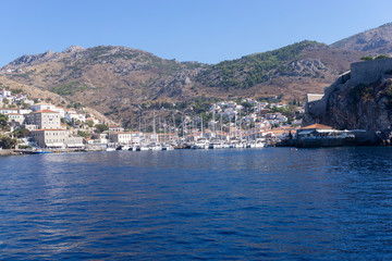 Fototapeta premium Hydra Island port view in Greece