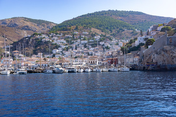 Fototapeta na wymiar Hydra Island port view in Greece