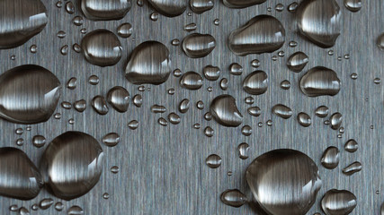 Water droplets on Aluminum metal surface, macro