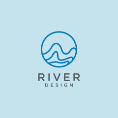 Waves logo design. Vector linear round icon of water. Minimal emblem for business emblems, badge.