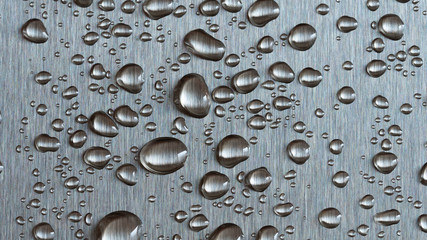 Water droplets on Aluminum metal surface, macro