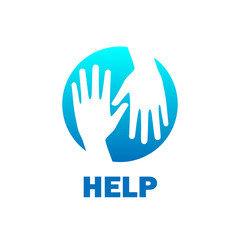 Blue help hands icon logo vector graphic design