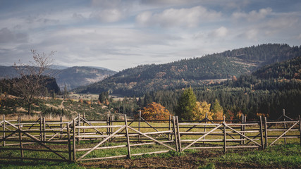 Highlands and wooden fence