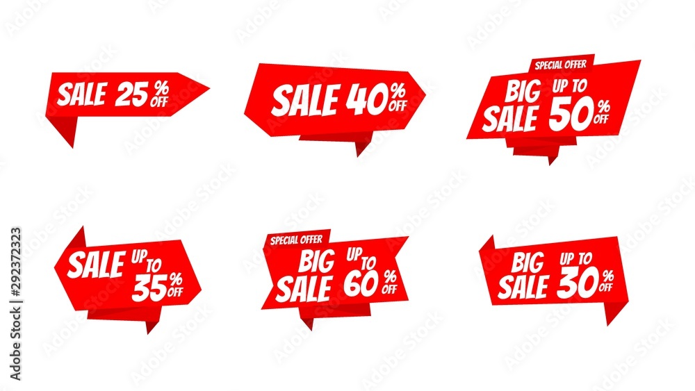 Canvas Prints set of 6 red sale banner.vector design