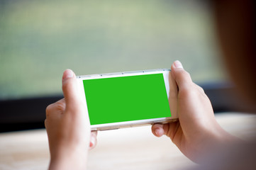 Hands and phones, online communication Online business Concept of using technology