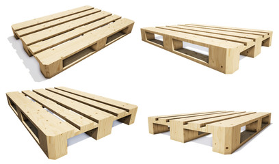 Colorful brown pallet isolated over a white background. (Clipping path inside, 3D rendering computer digitally generated illustration.)