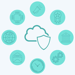 Cloud computing vector icon sign symbol